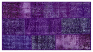 Purple Over Dyed Patchwork Unique Rug 2'7'' x 4'11'' ft 80 x 150 cm