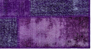 Purple Over Dyed Patchwork Unique Rug 2'7'' x 4'11'' ft 80 x 150 cm