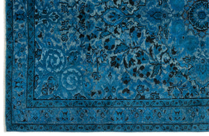 Turquoise Over Dyed Carved Rug 5'4'' x 8'8'' ft 162 x 264 cm