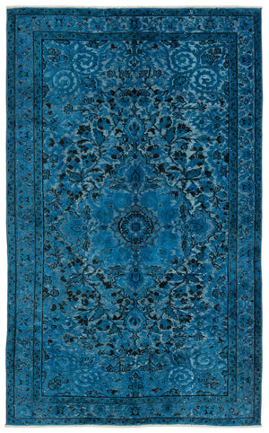 Turquoise Over Dyed Carved Rug 5'4'' x 8'8'' ft 162 x 264 cm