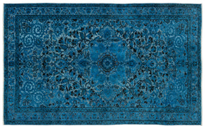 Turquoise Over Dyed Carved Rug 5'4'' x 8'8'' ft 162 x 264 cm