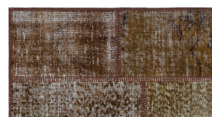 Brown Over Dyed Patchwork Unique Rug 2'7'' x 4'11'' ft 80 x 150 cm