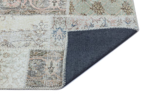 Beige Over Dyed Patchwork Unique Rug 2'7'' x 4'11'' ft 80 x 150 cm