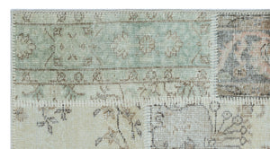Beige Over Dyed Patchwork Unique Rug 2'7'' x 4'11'' ft 80 x 150 cm