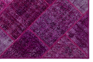 Fuchsia Over Dyed Patchwork Unique Rug 3'11'' x 5'11'' ft 120 x 180 cm