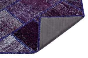 Purple Over Dyed Patchwork Unique Rug 3'11'' x 5'11'' ft 120 x 180 cm