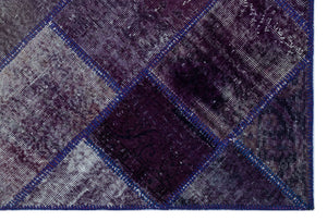 Purple Over Dyed Patchwork Unique Rug 3'11'' x 5'11'' ft 120 x 180 cm