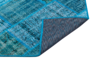 Turquoise Over Dyed Patchwork Unique Rug 3'11'' x 5'11'' ft 120 x 180 cm