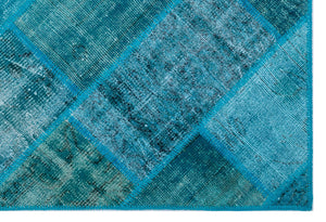 Turquoise Over Dyed Patchwork Unique Rug 3'11'' x 5'11'' ft 120 x 180 cm