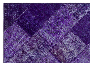 Purple Over Dyed Patchwork Unique Rug 5'3'' x 7'7'' ft 160 x 230 cm