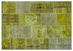 Green Over Dyed Patchwork Unique Rug 5'3'' x 7'7'' ft 160 x 230 cm
