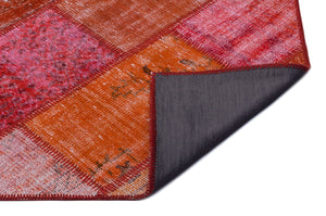 Red Over Dyed Patchwork Unique Rug 5'3'' x 7'7'' ft 160 x 230 cm