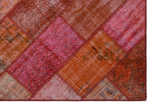 Red Over Dyed Patchwork Unique Rug 5'3'' x 7'7'' ft 160 x 230 cm