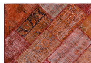 Red Over Dyed Patchwork Unique Rug 5'3'' x 7'7'' ft 160 x 230 cm