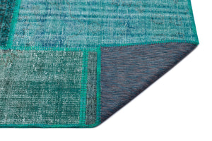 Turquoise Over Dyed Patchwork Unique Rug 5'3'' x 7'7'' ft 160 x 230 cm