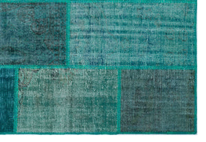 Turquoise Over Dyed Patchwork Unique Rug 5'3'' x 7'7'' ft 160 x 230 cm