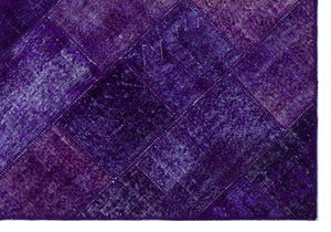 Purple Over Dyed Patchwork Unique Rug 5'3'' x 7'7'' ft 160 x 230 cm