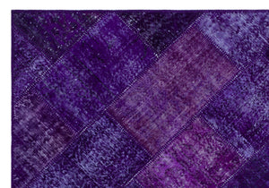 Purple Over Dyed Patchwork Unique Rug 5'3'' x 7'7'' ft 160 x 230 cm
