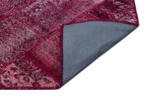 Red Over Dyed Patchwork Unique Rug 5'3'' x 7'7'' ft 160 x 230 cm