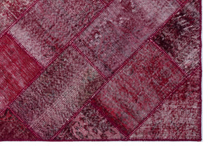 Red Over Dyed Patchwork Unique Rug 5'3'' x 7'7'' ft 160 x 230 cm