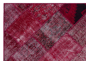 Red Over Dyed Patchwork Unique Rug 5'3'' x 7'7'' ft 160 x 230 cm