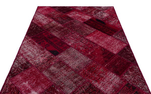 Red Over Dyed Patchwork Unique Rug 5'3'' x 7'7'' ft 160 x 230 cm