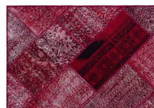Red Over Dyed Patchwork Unique Rug 5'3'' x 7'7'' ft 160 x 230 cm