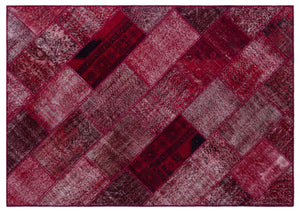 Red Over Dyed Patchwork Unique Rug 5'3'' x 7'7'' ft 160 x 230 cm