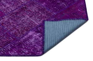 Purple Over Dyed Patchwork Unique Rug 5'3'' x 7'7'' ft 160 x 230 cm