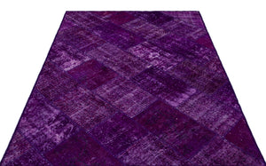 Purple Over Dyed Patchwork Unique Rug 5'3'' x 7'7'' ft 160 x 230 cm
