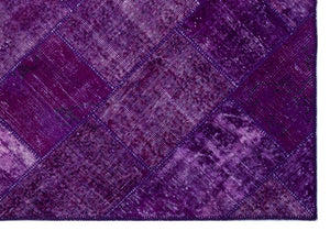 Purple Over Dyed Patchwork Unique Rug 5'3'' x 7'7'' ft 160 x 230 cm