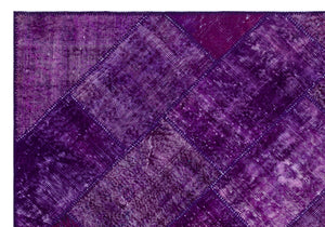 Purple Over Dyed Patchwork Unique Rug 5'3'' x 7'7'' ft 160 x 230 cm