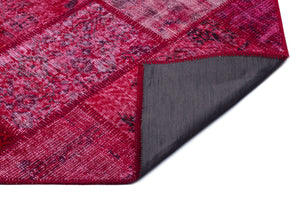 Red Over Dyed Patchwork Unique Rug 5'3'' x 7'7'' ft 160 x 230 cm