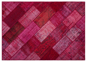 Red Over Dyed Patchwork Unique Rug 5'3'' x 7'7'' ft 160 x 230 cm