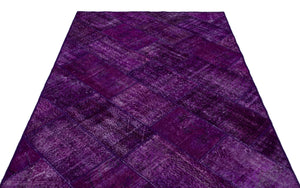 Purple Over Dyed Patchwork Unique Rug 5'3'' x 7'7'' ft 160 x 230 cm