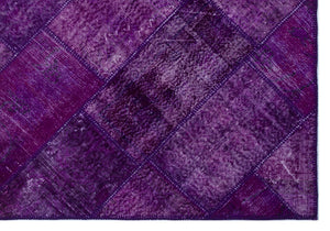 Purple Over Dyed Patchwork Unique Rug 5'3'' x 7'7'' ft 160 x 230 cm