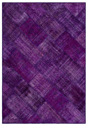 Purple Over Dyed Patchwork Unique Rug 5'3'' x 7'7'' ft 160 x 230 cm