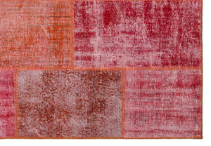 Red Over Dyed Patchwork Unique Rug 5'3'' x 7'7'' ft 160 x 230 cm