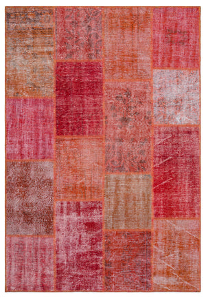 Red Over Dyed Patchwork Unique Rug 5'3'' x 7'7'' ft 160 x 230 cm