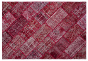 Red Over Dyed Patchwork Unique Rug 5'3'' x 7'7'' ft 160 x 230 cm