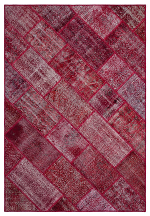 Red Over Dyed Patchwork Unique Rug 5'3'' x 7'7'' ft 160 x 230 cm