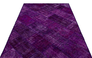 Purple Over Dyed Patchwork Unique Rug 5'3'' x 7'7'' ft 160 x 230 cm