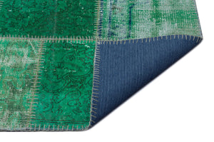 Green Over Dyed Patchwork Unique Rug 5'3'' x 7'3'' ft 160 x 221 cm