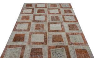 Brown Over Dyed Patchwork Unique Rug 5'3'' x 7'10'' ft 160 x 240 cm