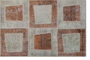 Brown Over Dyed Patchwork Unique Rug 5'3'' x 7'10'' ft 160 x 240 cm
