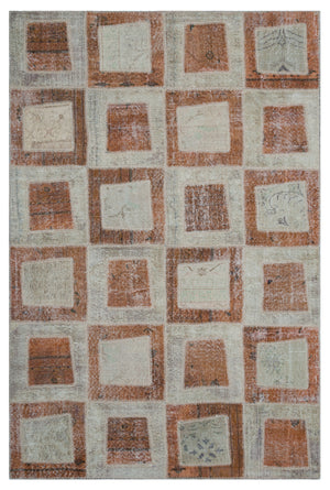 Brown Over Dyed Patchwork Unique Rug 5'3'' x 7'10'' ft 160 x 240 cm