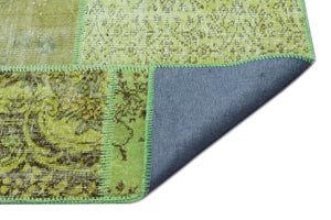 Green Over Dyed Patchwork Unique Rug 5'3'' x 7'7'' ft 160 x 232 cm