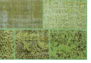 Green Over Dyed Patchwork Unique Rug 5'3'' x 7'7'' ft 160 x 232 cm