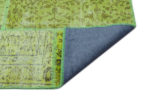 Green Over Dyed Patchwork Unique Rug 5'3'' x 7'7'' ft 160 x 230 cm