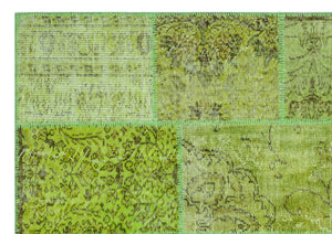 Green Over Dyed Patchwork Unique Rug 5'3'' x 7'7'' ft 160 x 230 cm